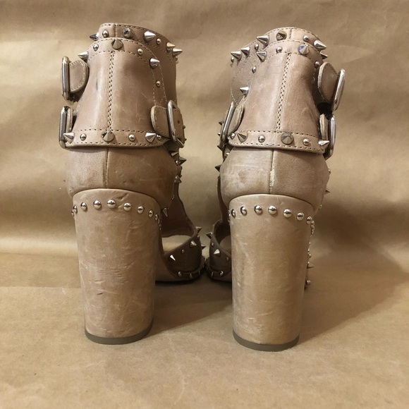 Laurence Dacade Deric Leather Studded Spike Quilted Cutout Block Heel Bootie 8.5 - Picture 10 of 16